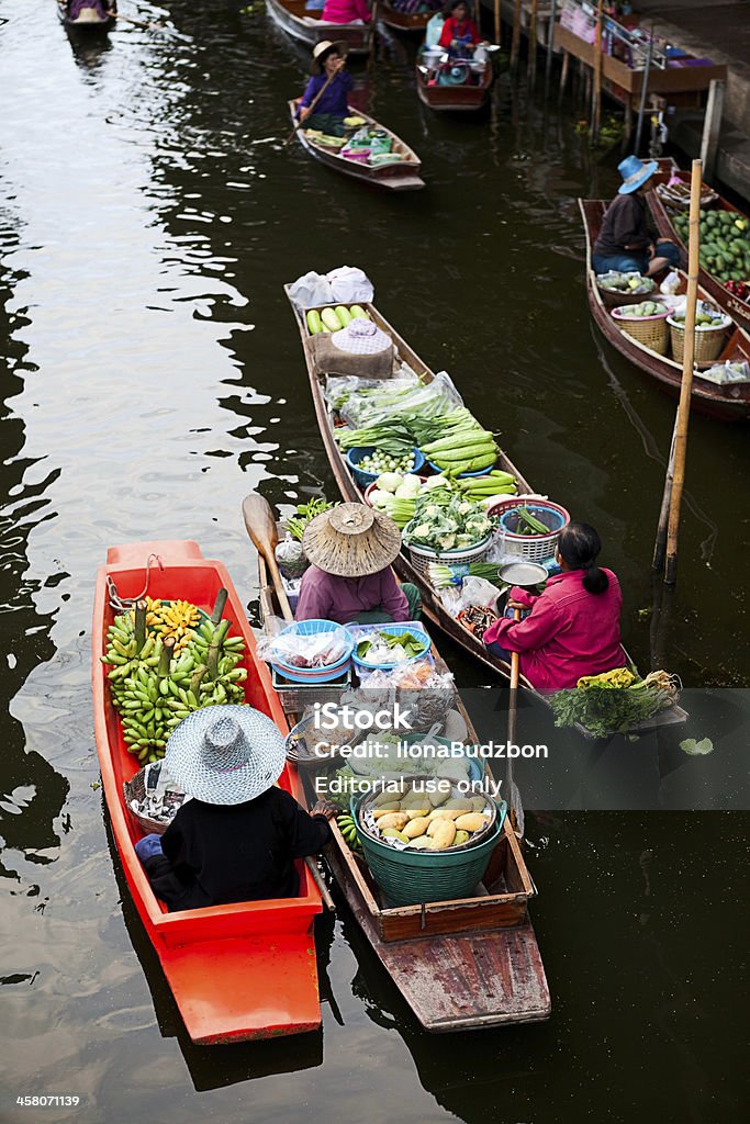 Mercado flutuante - Foto de stock de Bangkok royalty-free