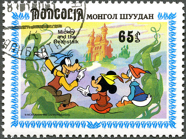 郵便切手モンゴル 1984 walt ディズニーミッキーと beanstalk - ドナルド ダック ストックフォトと画像