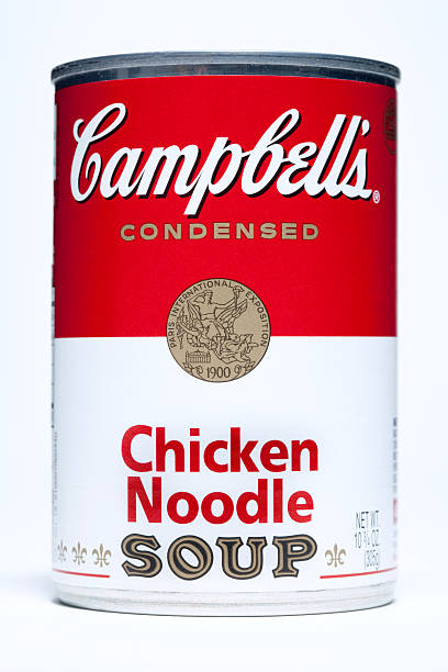 campbell's soup/sopa de macarrão com frango - soup chicken soup chicken noodle soup food - fotografias e filmes do acervo