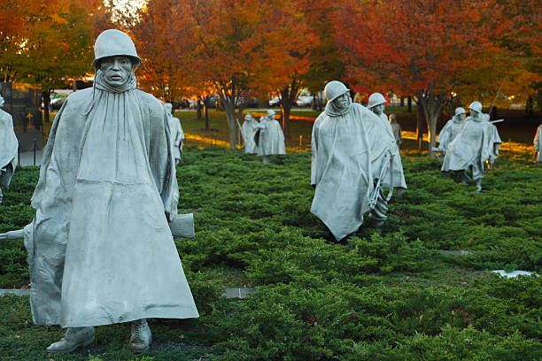 Korean War Veterans Memorial 조각상 스톡 사진