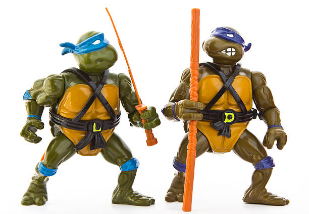 jeunes le résultat d'une hybridation ninja tortues, figurines - toy figurine plastic editorial photos et images de collection