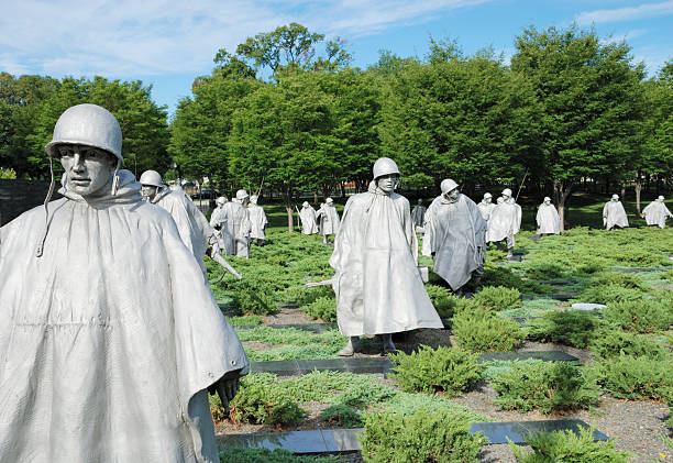 Washington D.C., United States - April 20, 2010: Korean War Veterans Memorial statue in West Potomac Park.