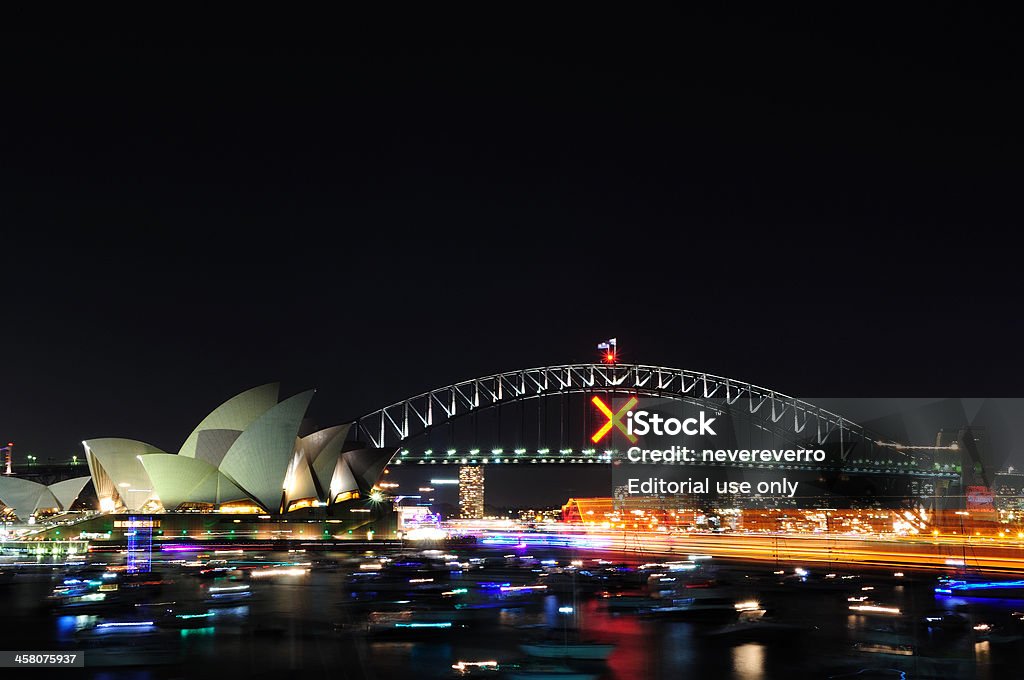 Sydney Opera House e Harbour Bridge - Foto de stock de Arquitetura royalty-free