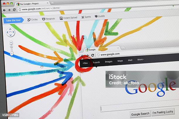 Google Plus The New Social Network Stock Photo - Download Image Now - Google - Brand-name, Searching, Chrome