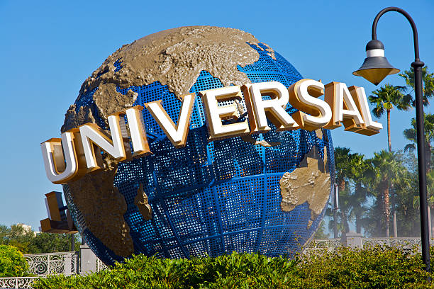 Universal Studios Landmark "Orlando, Florida, USA - November 10th 2008: Universal Studios Theme Park with classic Universal Globe Sign" orlando florida photos stock pictures, royalty-free photos & images