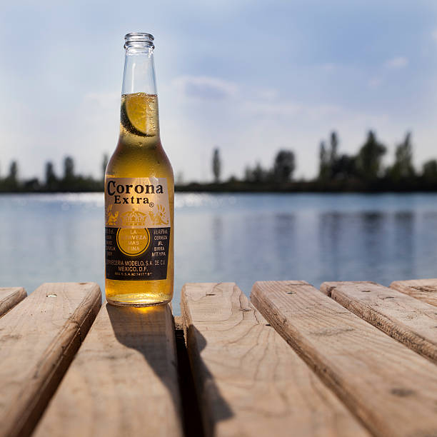 Corona Beer Against the Sun. stock photo