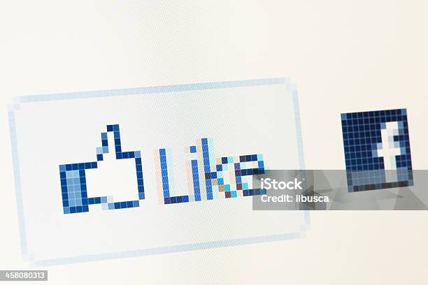 Facebook Like Button Macro Closeup On Rgb Monitor Stock Photo - Download Image Now - Like Button, Macrophotography, Social Media