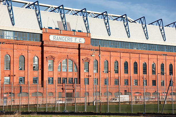 Ibrox Stadium, Glasgow Glasgow, UK - January 12, 2012: The Bill Struth Main Stand at Ibrox Stadium, Glasgow, the home ground of Glasgow Rangers Football Club. The main stand was built in 1928 with an impressive red brick facade. ibrox stock pictures, royalty-free photos & images