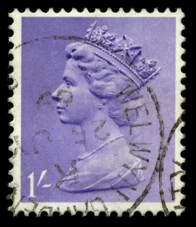 Exeter, United Kingdom - November 21, 2010: An English Used Postage Stamp showing Portrait of Queen Elizabeth 2nd, printed and issued between 1971 and 1996