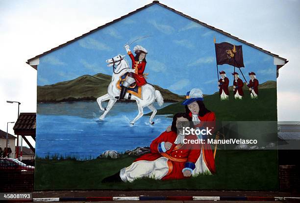 King Billy Crossing The Boyne Stock Photo - Download Image Now - Mural, Northern Ireland, Arts Culture and Entertainment