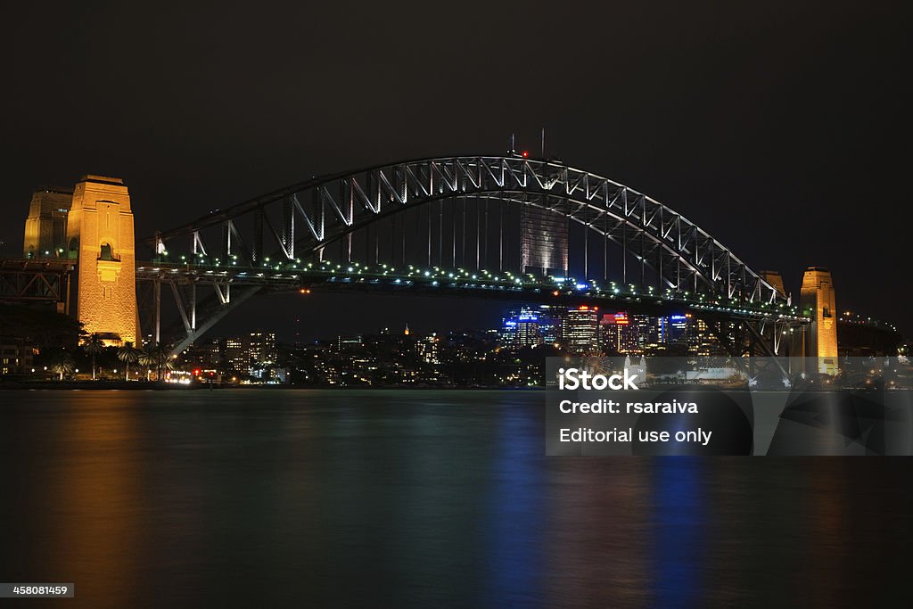 Ponte do Porto de Sydney à noite - Royalty-free Ao Ar Livre Foto de stock