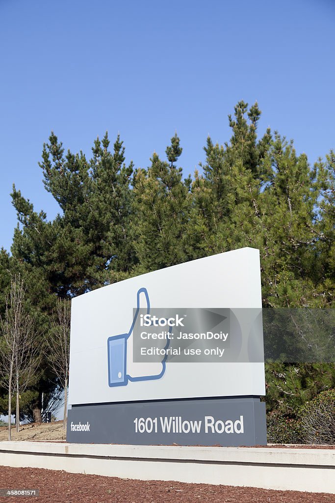 Facebook Menlo Park "Menlo Park, USA - January 11, 2012: A giant thumbs-up button marks the entrace to the new Facebook campus, located at 1601 Willow Road in Menlo Park, CA. The bigger campus consists of 57 acres and over one million square feet of office space that used to house Sun Microsystems until they were bought by Oracle in 2009." 2000 Stock Photo