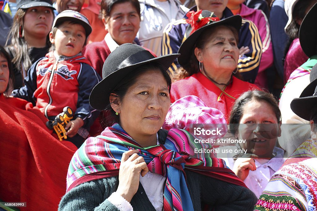 Main Square in Cusco city "Cusco , Peru - June 14 2009 : Local people watching the dance performance which taken place on the Plaza de Armas in Cusco city." Adult Stock Photo