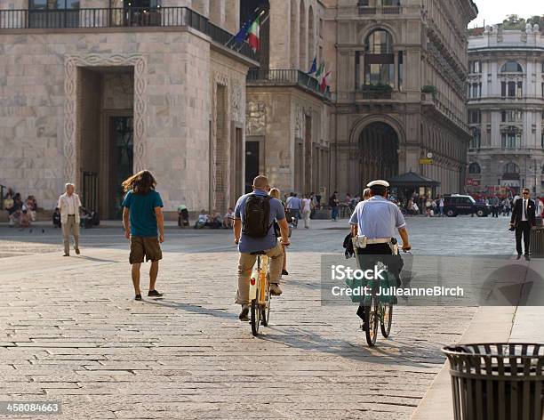 People In Piazza Del Duomo Stock Photo - Download Image Now - Milan, Bicycle, Cycling