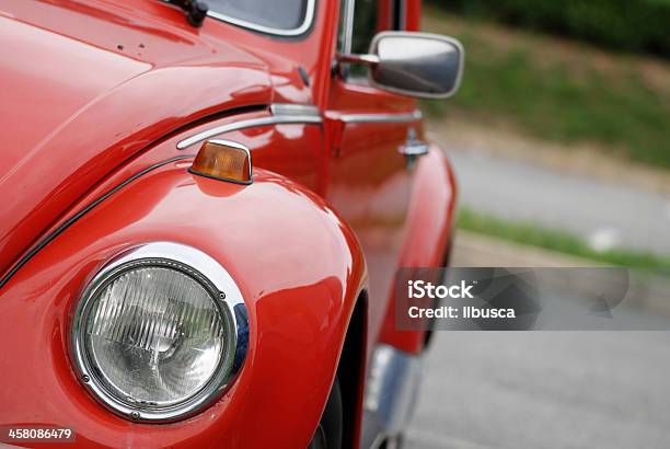 Old Red Volkswagen Beetle In The Street Stock Photo - Download Image Now - Car, Old, Old-fashioned