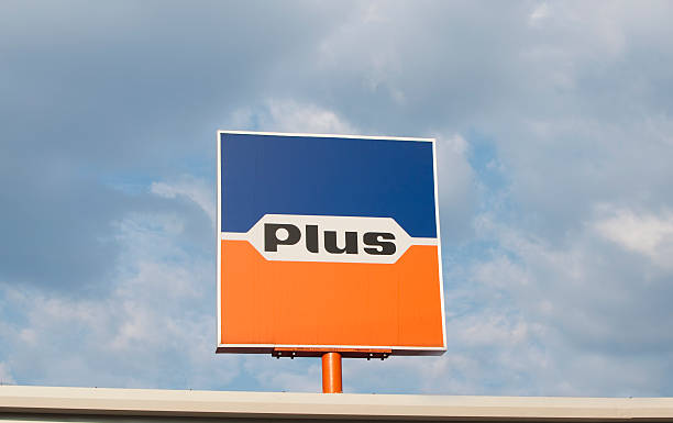 Plus Market sign stock photo