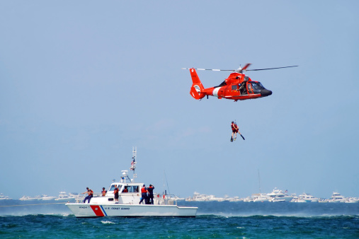 Valencia, Spain. October 9, 2023. Helicopter of the Spanish national police over Valencia during local holiday