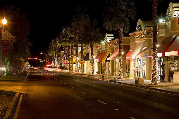 West Palm Beach, Florida, USA on Clematis Avenue during twilight.