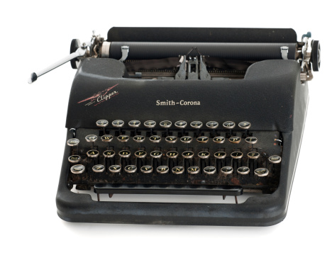 Close up of German keys on old typewriter