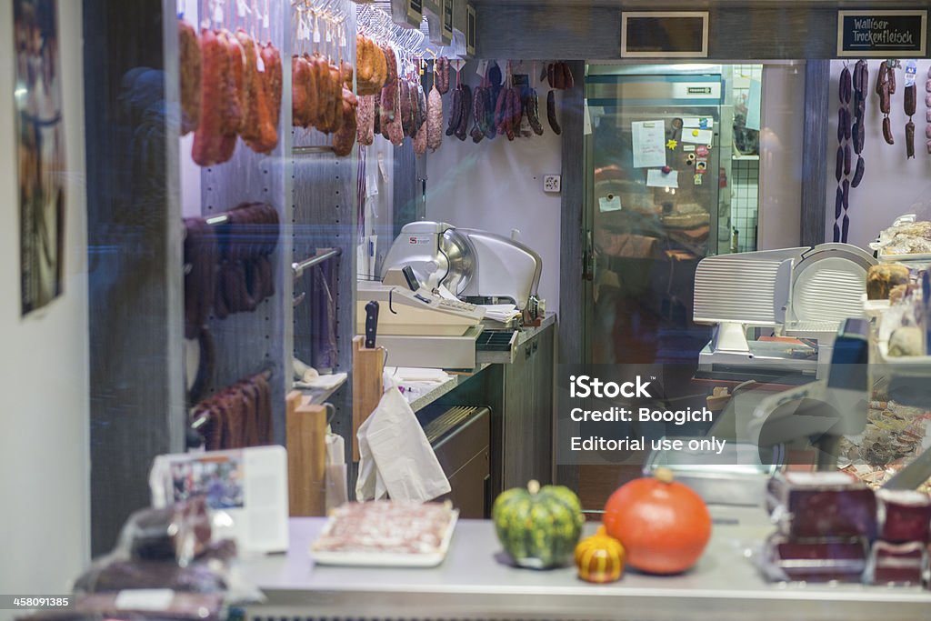 Vendita al dettaglio negozio di macelleria di Zurigo SVIZZERA - Foto stock royalty-free di Affari