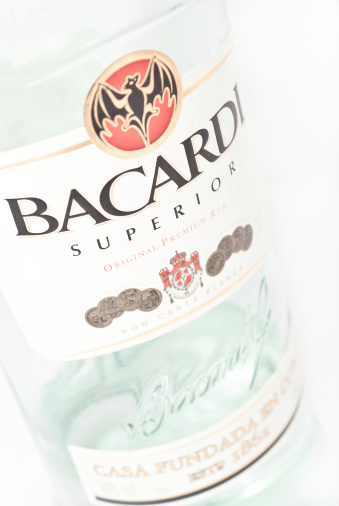 İstanbul, Turkey - November 20, 2011: Bacardi Superior rum created by the Bacardi company and brewed in Bermuda. Bacardi has an alcohol content of 40% alcohol by volume.