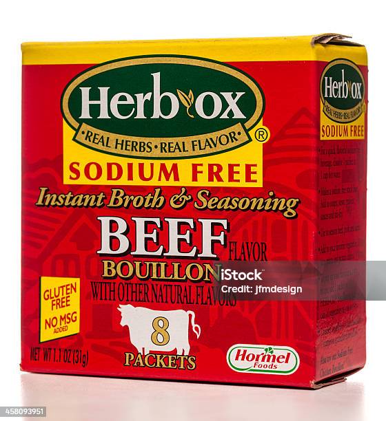 Kräuterox Rindfleisch Instantbrühe Würzzutaten Boullion Box Stockfoto und mehr Bilder von Behälter