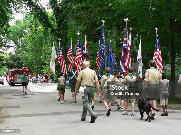 Boy Scouts Marching In Fourth Of July Parade Stock Photo - Download Image Now - Boy Scout, USA, American Culture