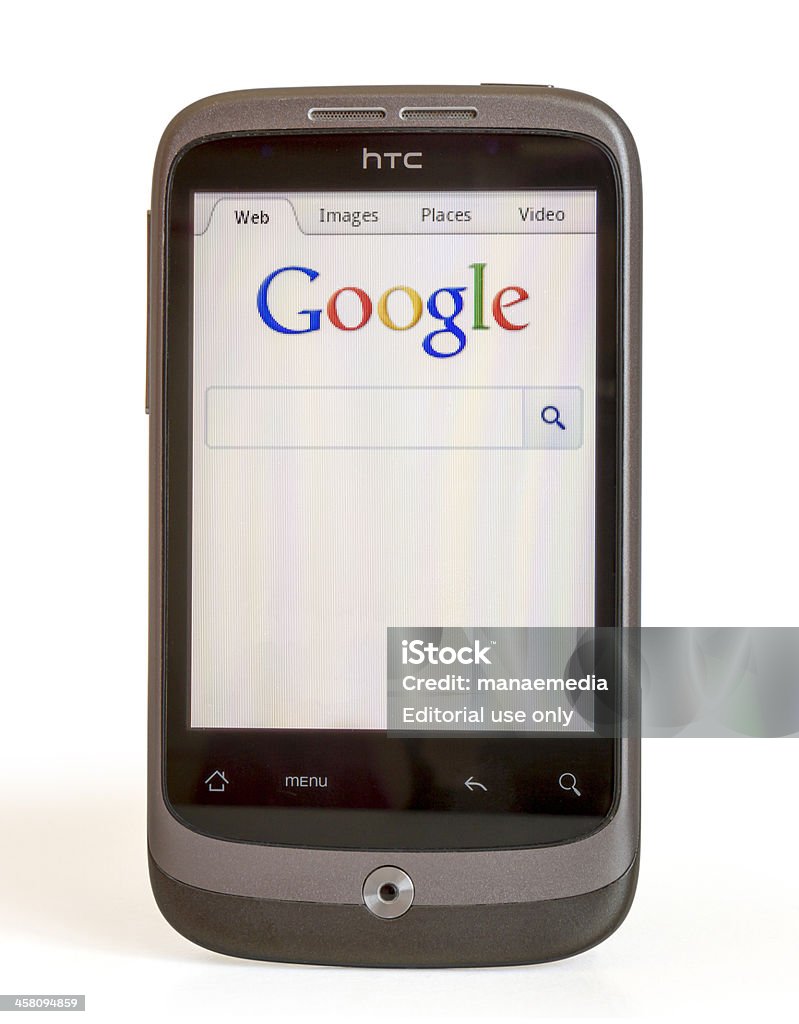 HTC Sense  displaying the Google search page "Galati, Romania - August 2, 2012: HTC with HTC Sense  displaying the Google search page. HTC Sense is what makes HTC phones so special. HTC Sense is at the center of the HTC experience." Google - Brand-name Stock Photo