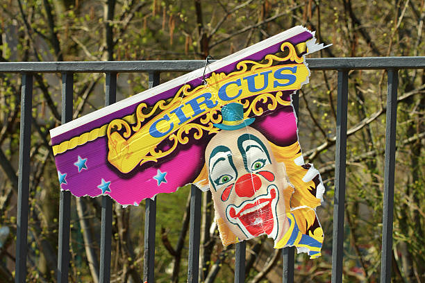 torn circus poster stock photo