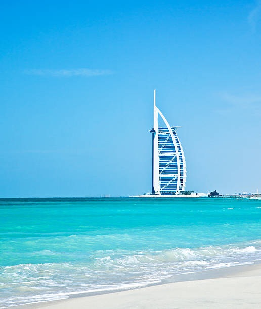 DUBAI, UAE - November 21, 2009: Burj Al Arab - at 321m second tallest hotel in the world, luxury hotel stands on an artificial island,Nov.21,2009 Jumeirah beach, Dubai,United Arab Emirates