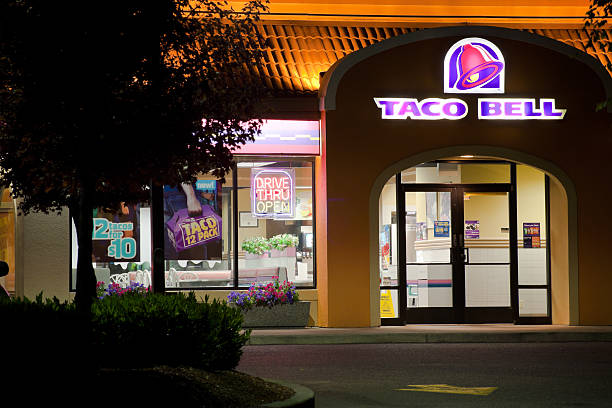 Taco Bell Restaurant at Night stock photo