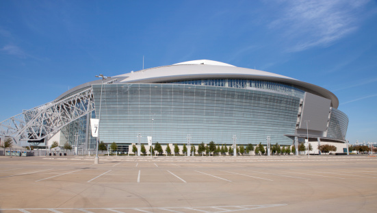 Football field at the University of Texas Austin (UT) Longhorns located in Austin, Texas.