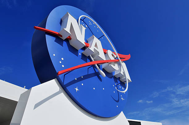 NASA's Logo "Cape Canaveral, FL, USA- January 2, 2011: The NASA\'s Logo Signage at the Kennedy Space Center, NASA in Florida, USA." image stock pictures, royalty-free photos & images