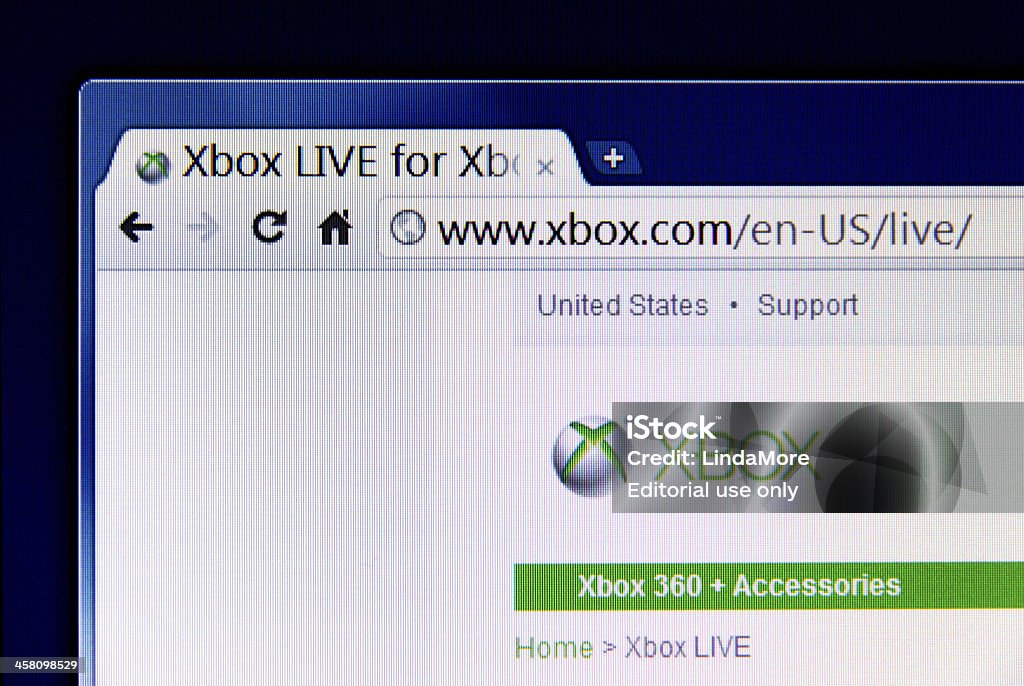 Une partie du site Web Xbox.com navigateur à écran LED - Photo de Adresse internet libre de droits