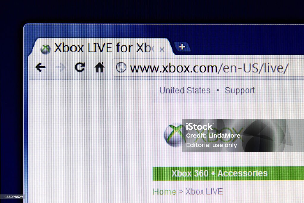 Część Xbox.com w przeglądarce internetowej na LED monitora - Zbiór zdjęć royalty-free (Adres internetowy)
