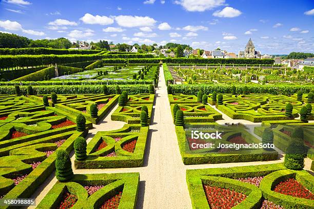 Villandry Chateau Gardens Panoramic Stock Photo - Download Image Now - France, French Culture, Villandry