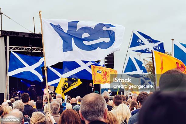 Scottish Independance Rally De Edimburgo Foto de stock y más banco de imágenes de Referéndum sobre la independencia escocesa 2014 - Referéndum sobre la independencia escocesa 2014, Referéndum, Escocia