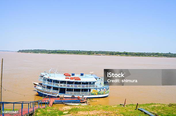 Boats In Line At Madeira River Amazonia Region Stock Photo - Download Image Now