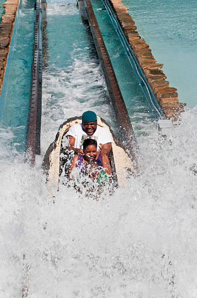 Log Flume Ride at Six Flags Great Adventure stock photo