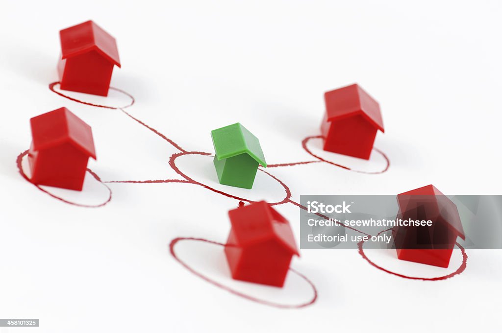 Netzwerk Häuser - Lizenzfrei Monopoly - Brettspiel Stock-Foto