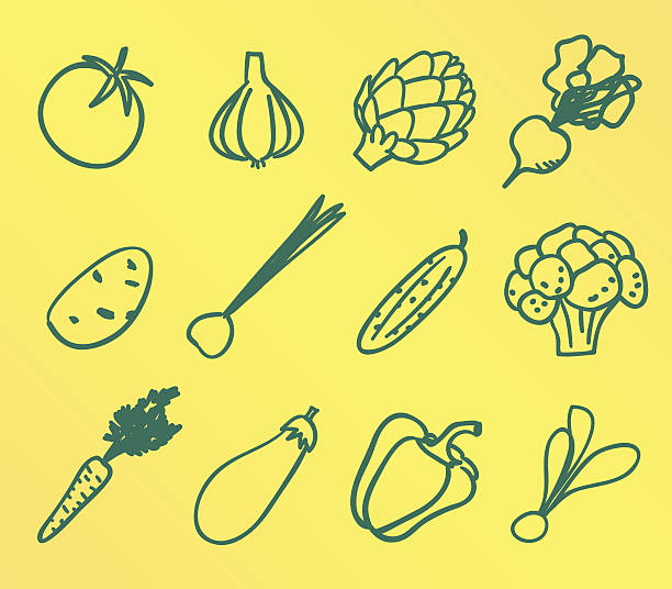 Doodle vegetable icons vector art illustration