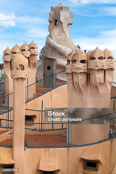 Antoni Gaudis Work At The Roof Of Casa Mila Stock Photo - Download Image Now - Abstract, Antoni Gaudí, Architectural Feature