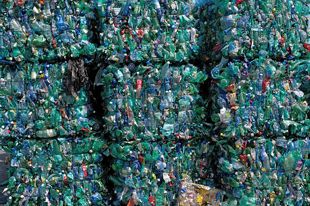 Green plastic recycling stock photo
