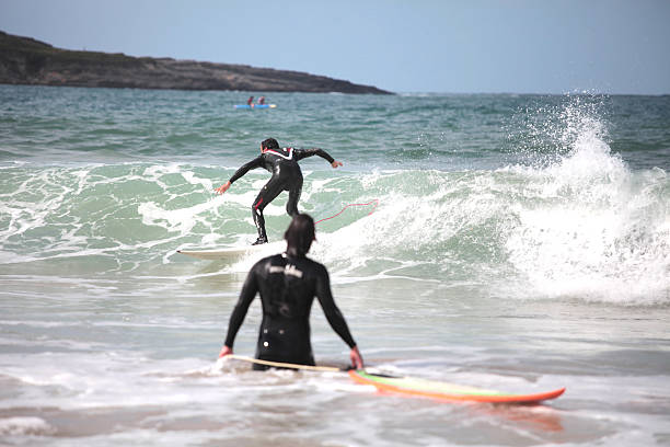 Surfing the Atlantic Sea stock photo