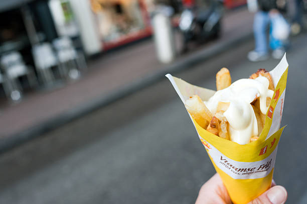 French Fries with Mayonnaise in Amsterdam stock photo