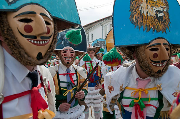 Peliqueiros- Laza Carnival stock photo
