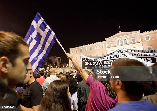 Greek Indignant Protests In Syntagma Square Stock Photo - Download Image Now - Adults Only, Anger, Athens - Greece