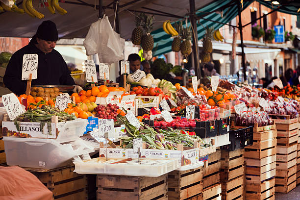 Market Vendor of vegetables in Venice stock photo