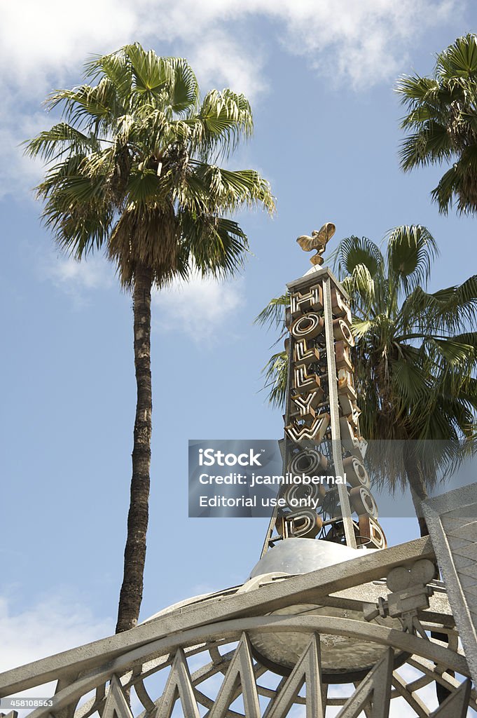 Hollywood "Los Angeles, California, USA - March 25th 2011: Image of the iconic Hollywood Sign at the Hollywood Walk of Fame with palm trees in the back." Arts Culture and Entertainment Stock Photo