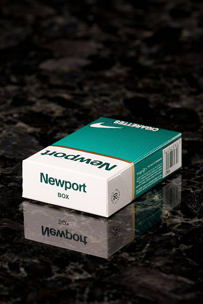 Box of Newport Menthol Cigarettes on Black Granite Countertop stock photo